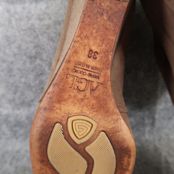 AGL Shoes Womens 38 Booties Fashion Wedge Desert Chukka Leather Lace Up Brown - Picture 13 of 15